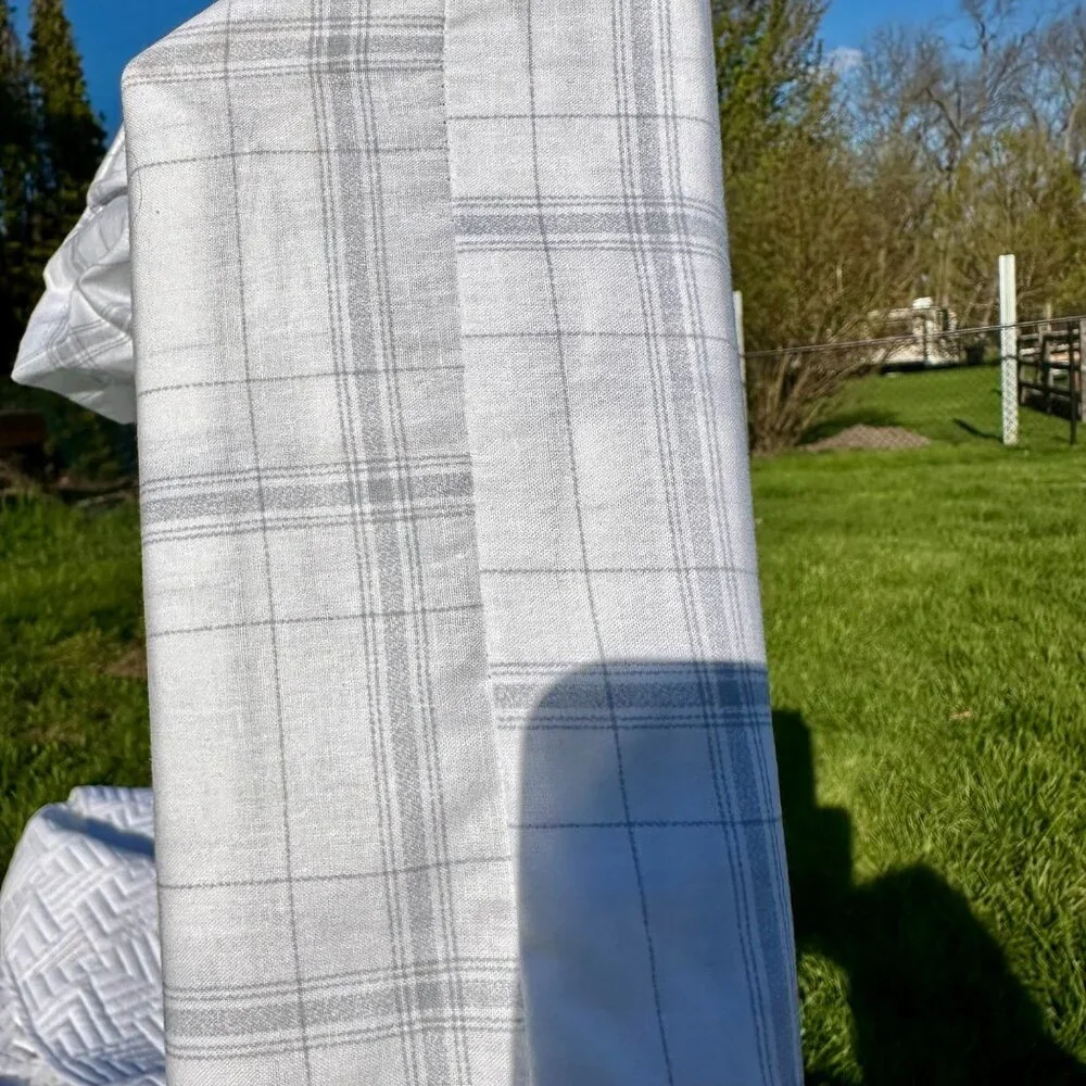 BLOSSOM HOME‎ Organic Cotton Sheet Set Queen Grey Classic Plaid